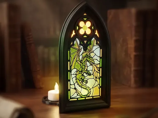 Stained Glass Dragon Lantern – Gothic Book Nook