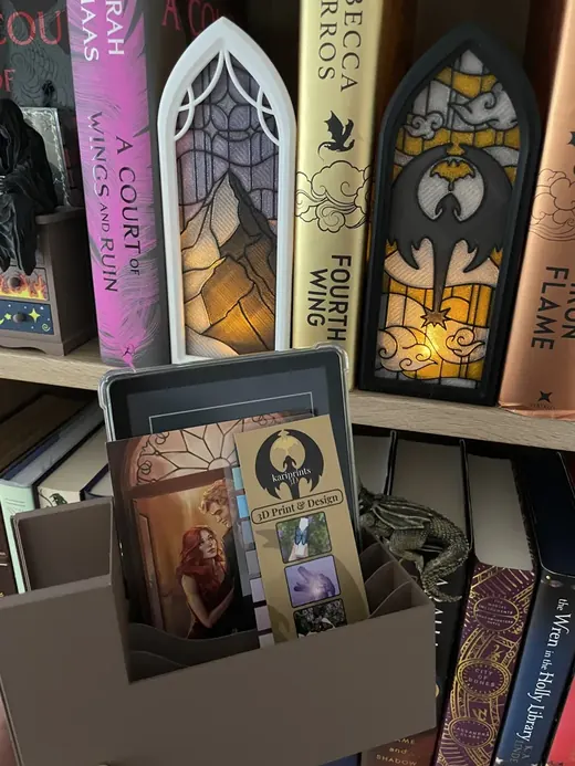Gothic Window Book Nook + Stained Glass & Storage – other view
