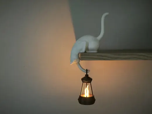 Cat Shelf Hook with Lantern – other view