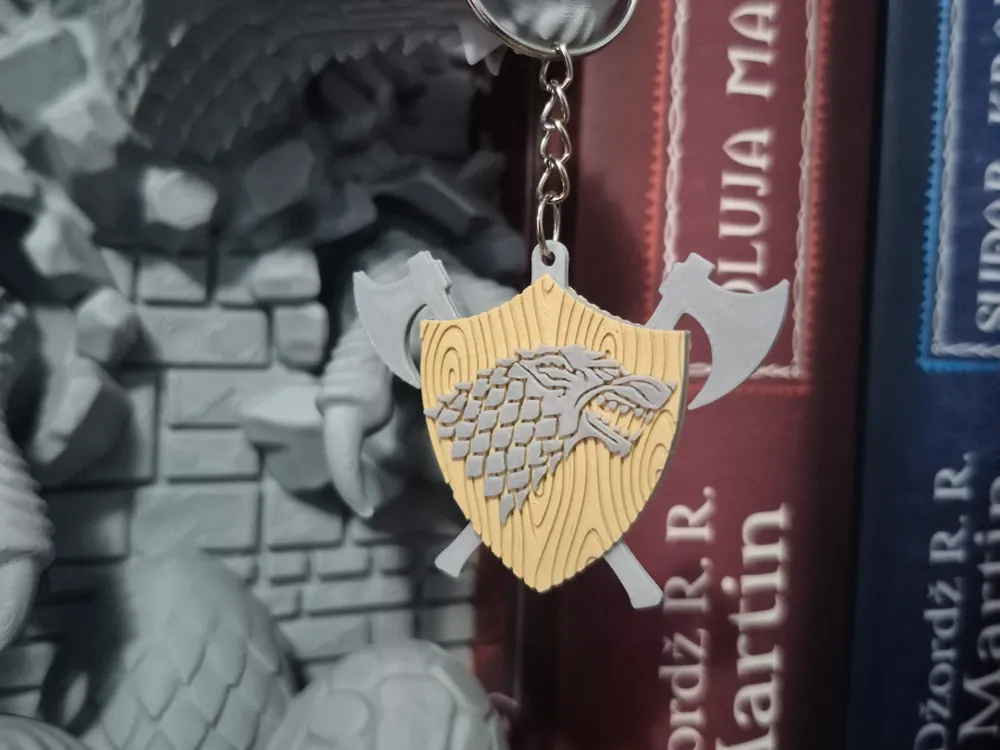 Direwolf Shield Keychain